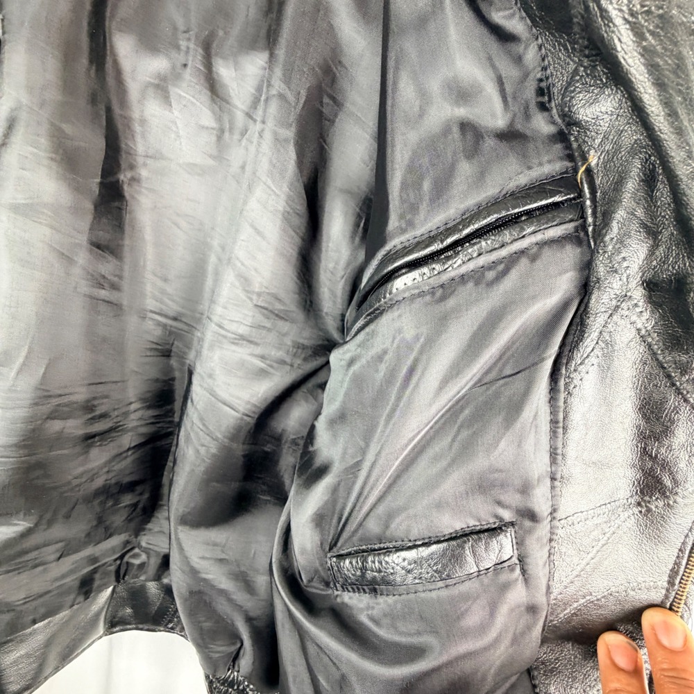 90's Leather Works Patchwork Bomber Jacket Size M… - image 8